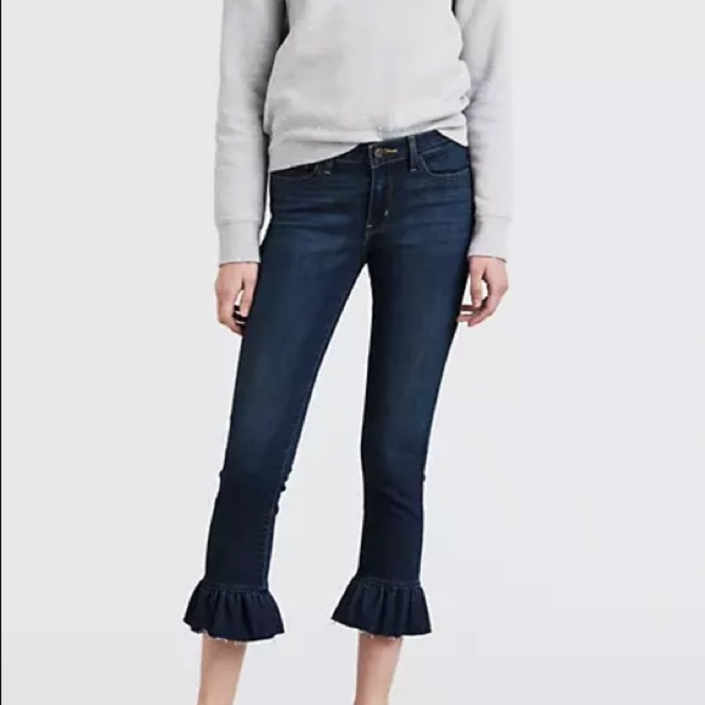 Levi’s 711 Skinny Black Ruffle Denim Jeans 32
